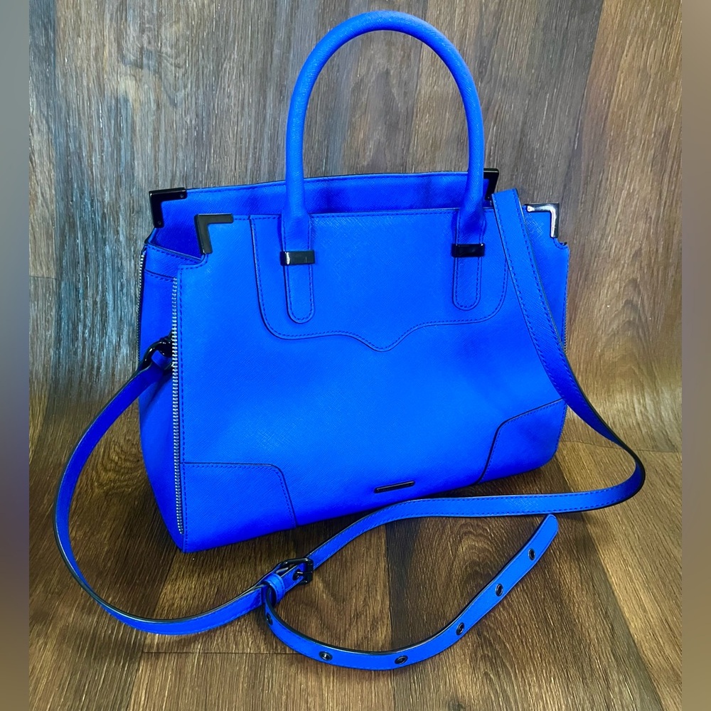 Blue Saffiano Leather Rebecca Minkoff Top Handle Bag